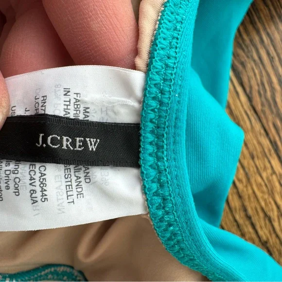 J. Crew Turquoise Ruched One-Piece Swimsuit Size 6 - Picture 2 of 12